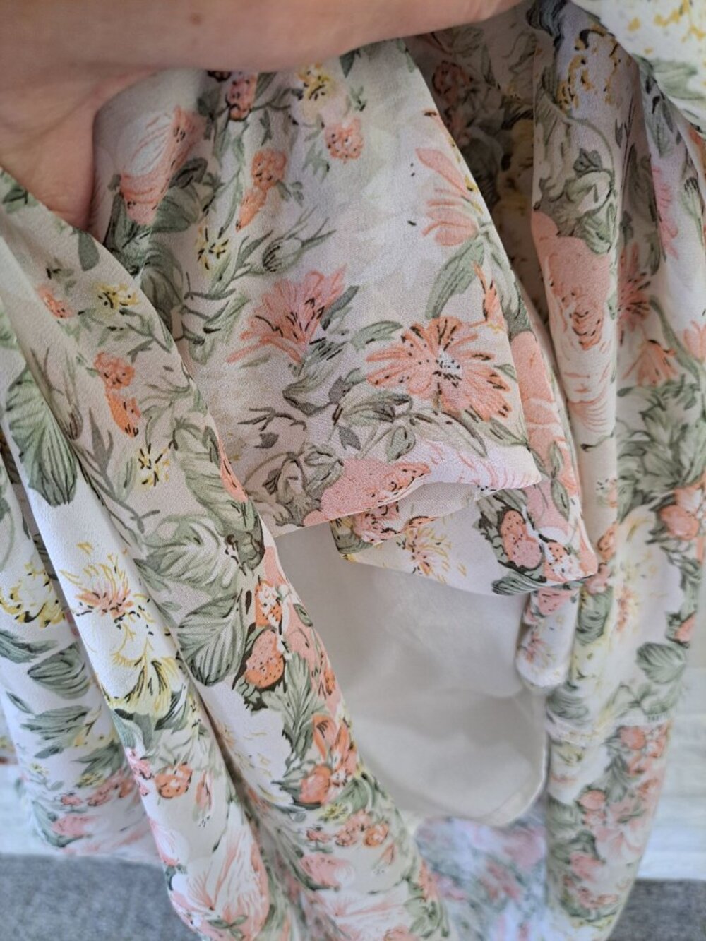Sunday Up Floral Puff Sleeve Dress Lace-Up Front & Elastic Back Midi Milkmaid M - Picture 7 of 11
